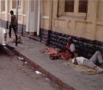 Homeless family in
                    Bombay, India.
